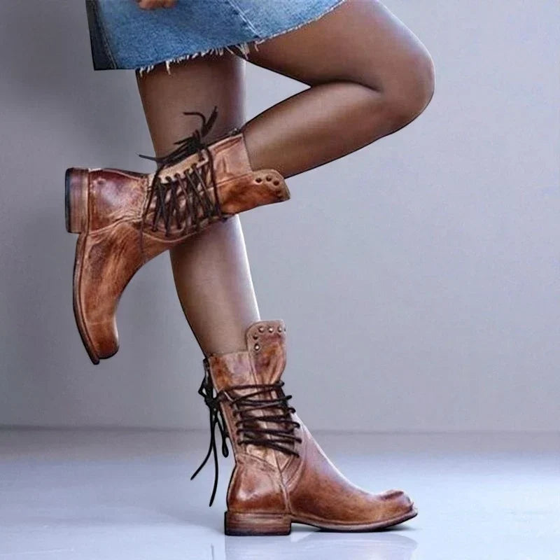 Women's Stylish Pointed Toe Lace Up Ankle Boots