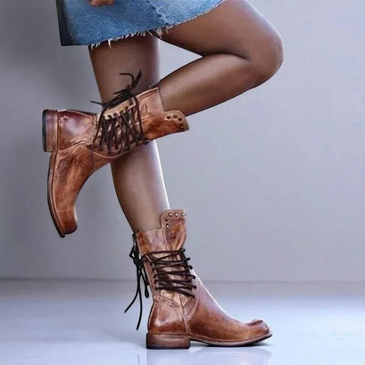Women's Stylish Pointed Toe Lace Up Ankle Boots