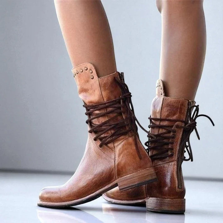 Women's Stylish Pointed Toe Lace Up Ankle Boots